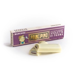 Barretta di cioccolato bianco con crema alla violetta di Parma